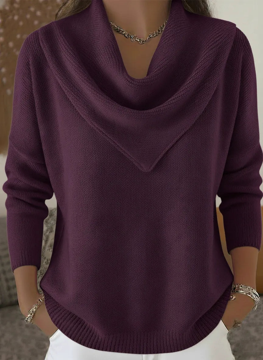 š§„Triangle Neck Solid Color Long Sleeve Tops Casual Sweaters for Women