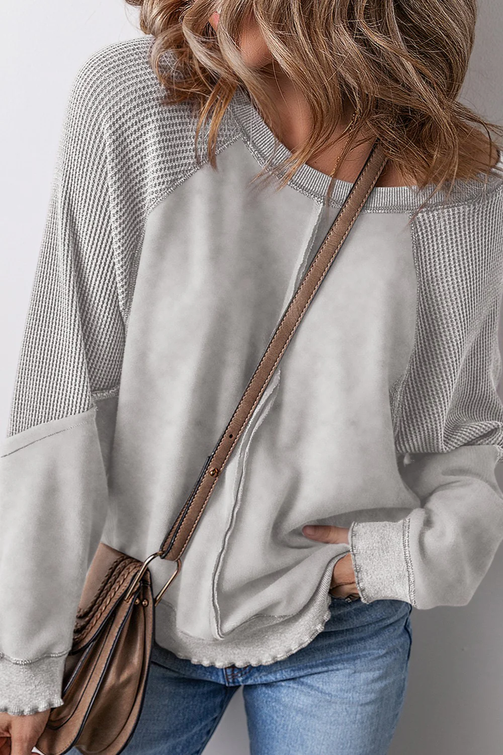 Women's Reverse Seam Waffle Knit Sweatshirt