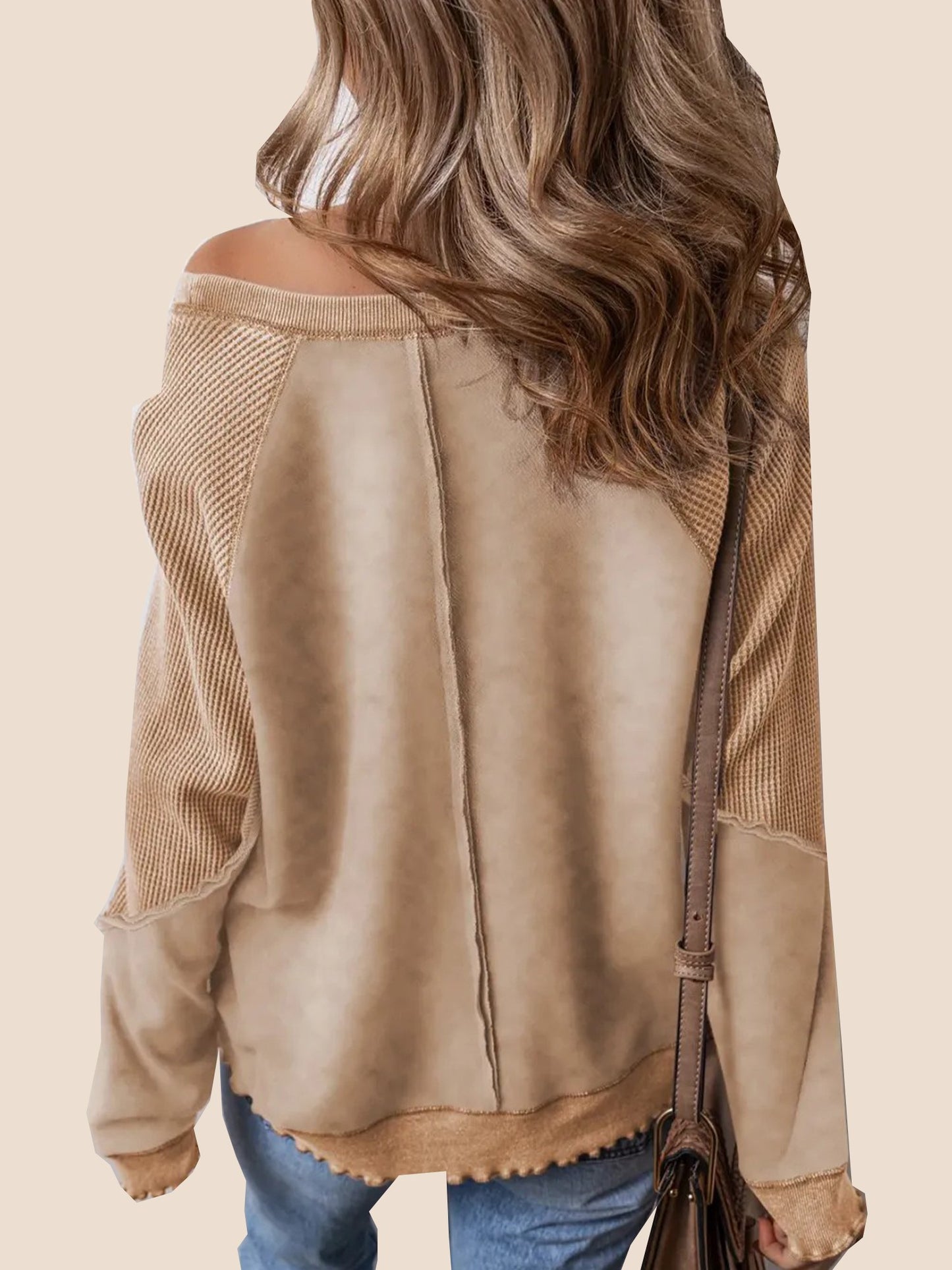 Women's Reverse Seam Waffle Knit Sweatshirt