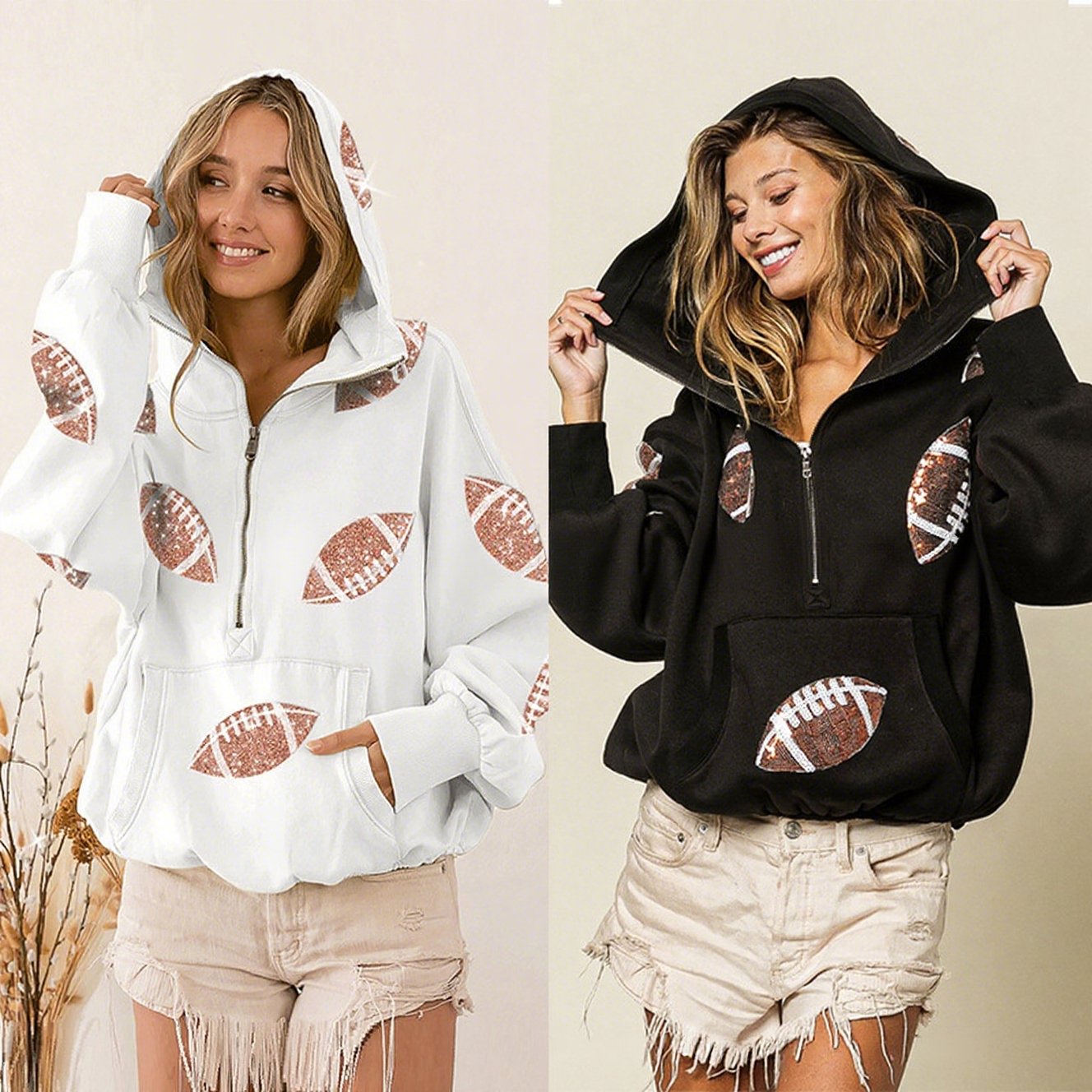 đ„âGlam Kickoffâ Long Sleeve Zip Hoodie