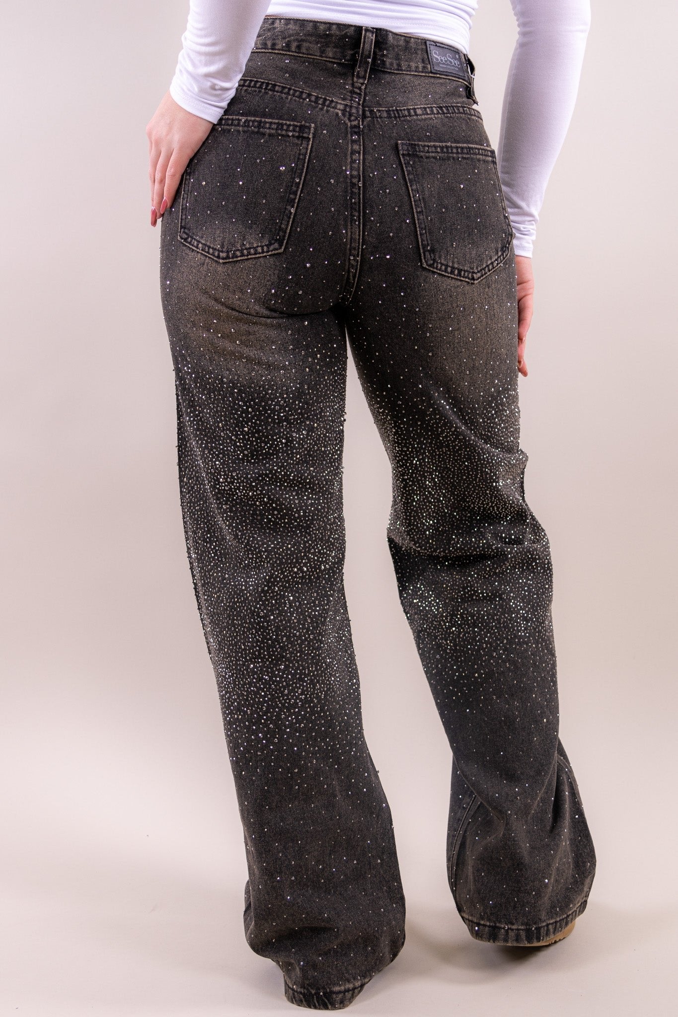 Glitter wide leg jeans