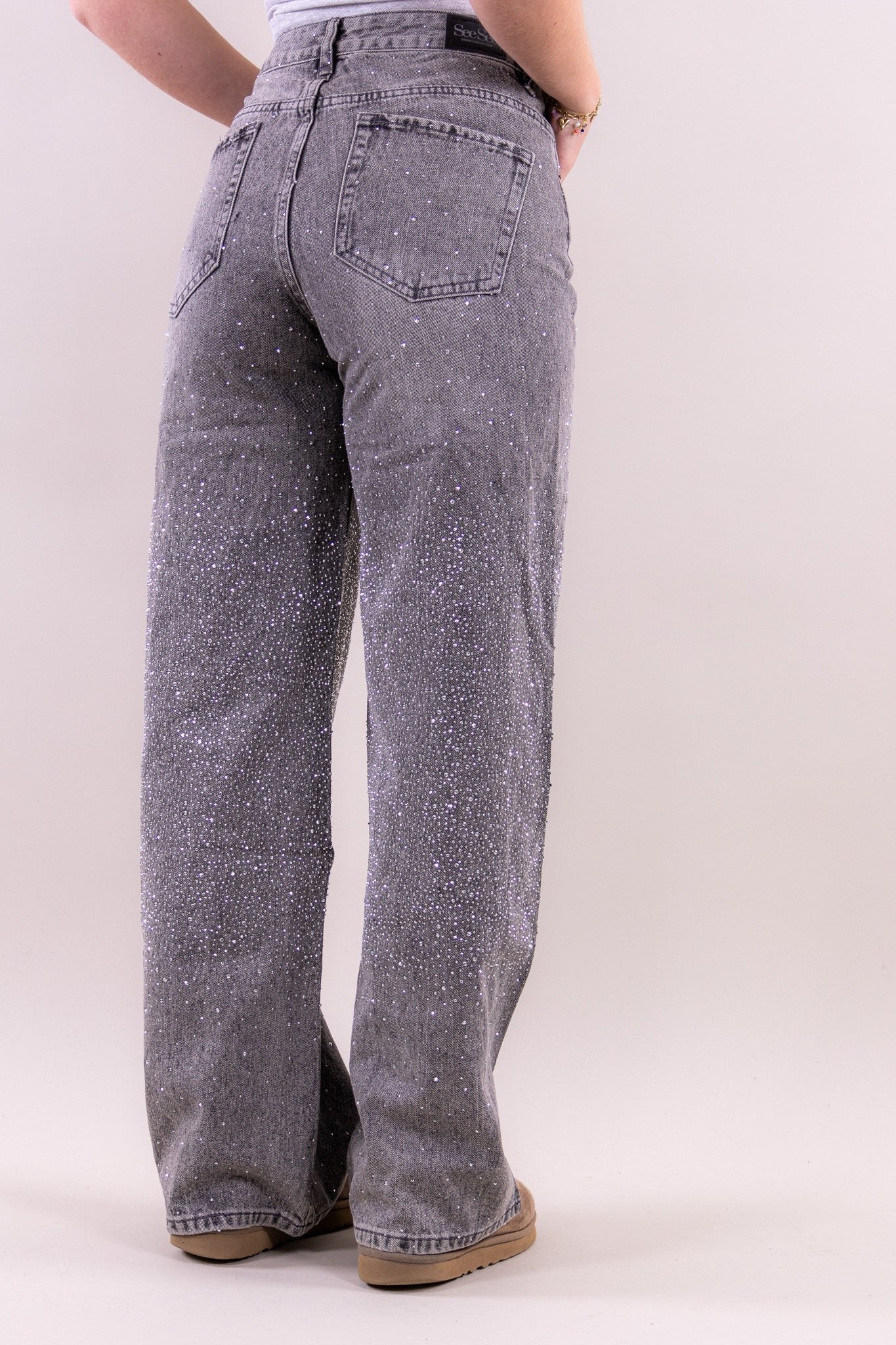 Glitter wide leg jeans