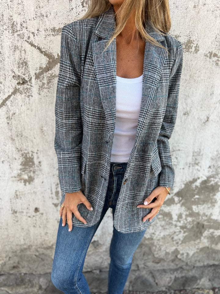 ð¥Fall Lapel Collar Slim Button Plaid Small Suit For Women