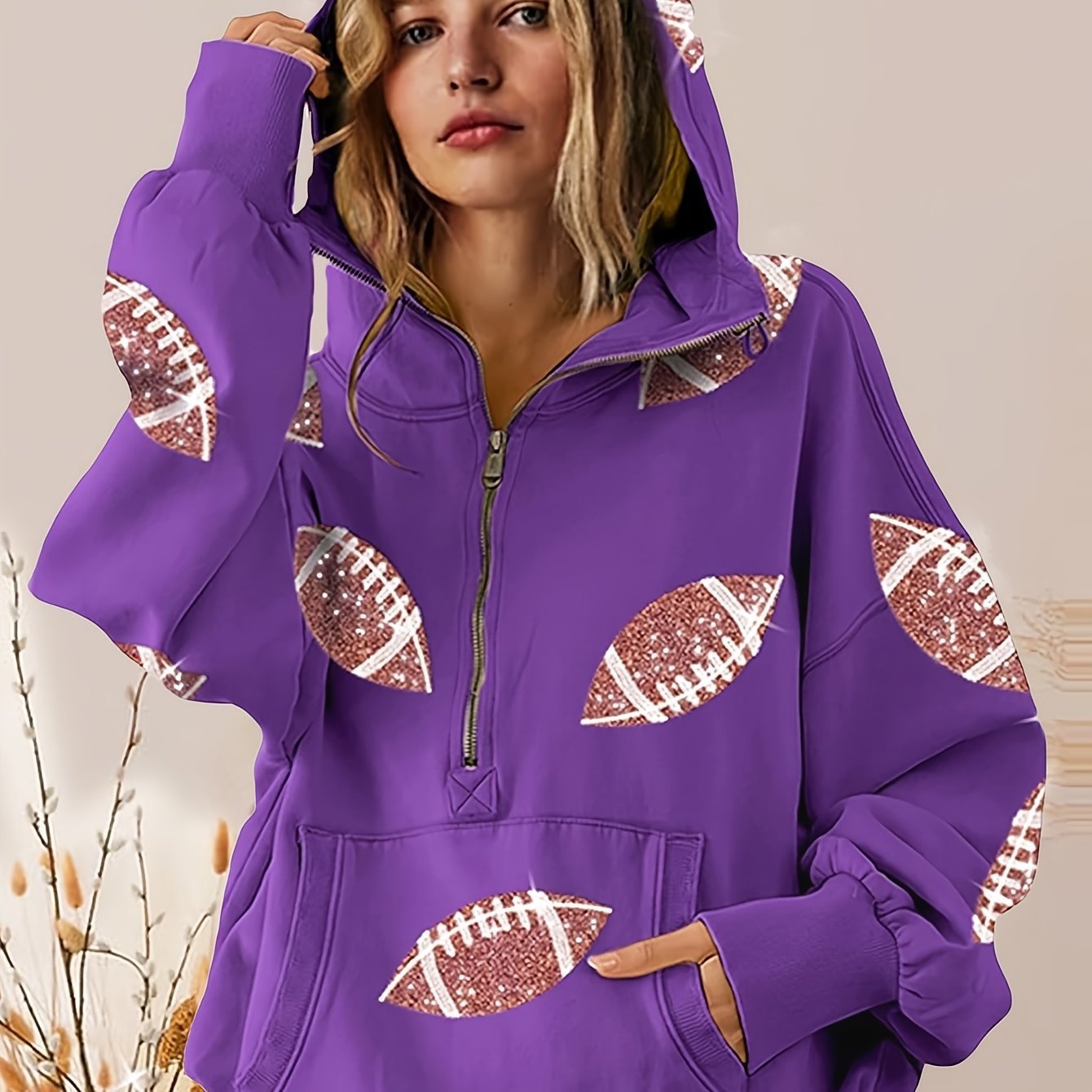 đ„âGlam Kickoffâ Long Sleeve Zip Hoodie