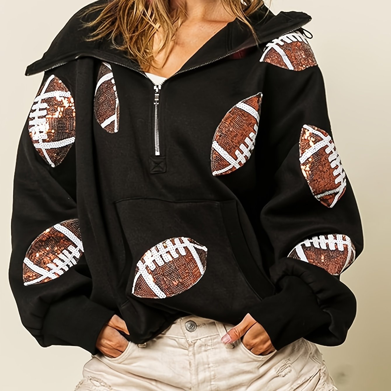 đ„âGlam Kickoffâ Long Sleeve Zip Hoodie