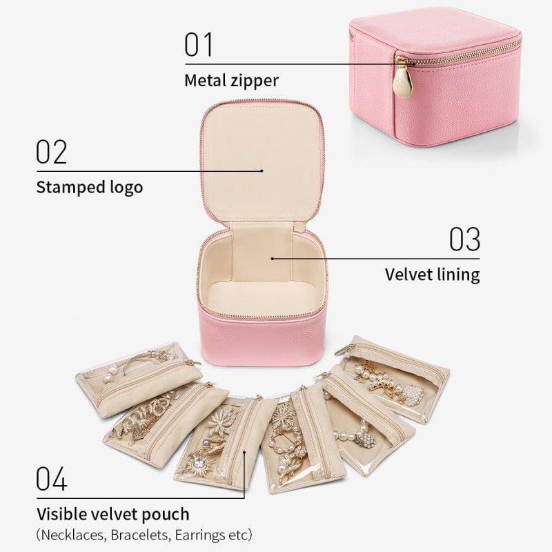 🎁 Portable Jewelry Box for Earrings Necklace Rings