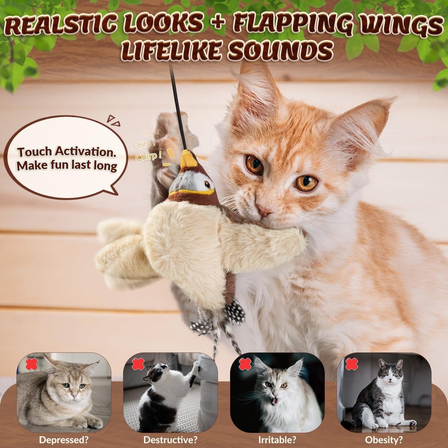 🔥🐾Interactive Chirping Bird Cat Toy