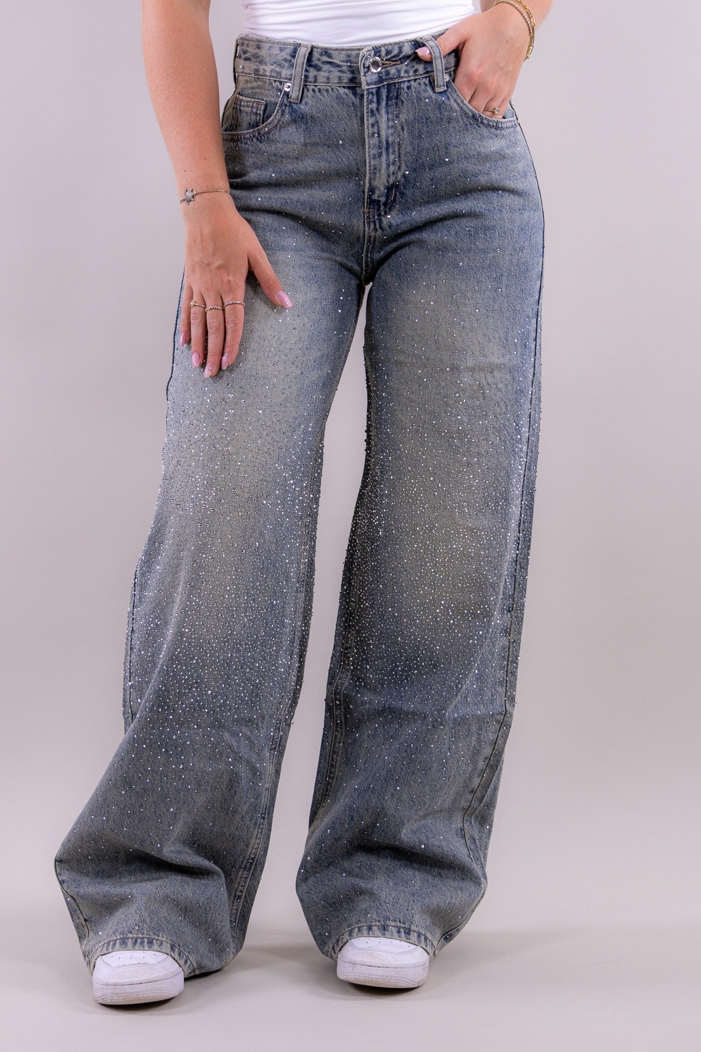 Glitter wide leg jeans