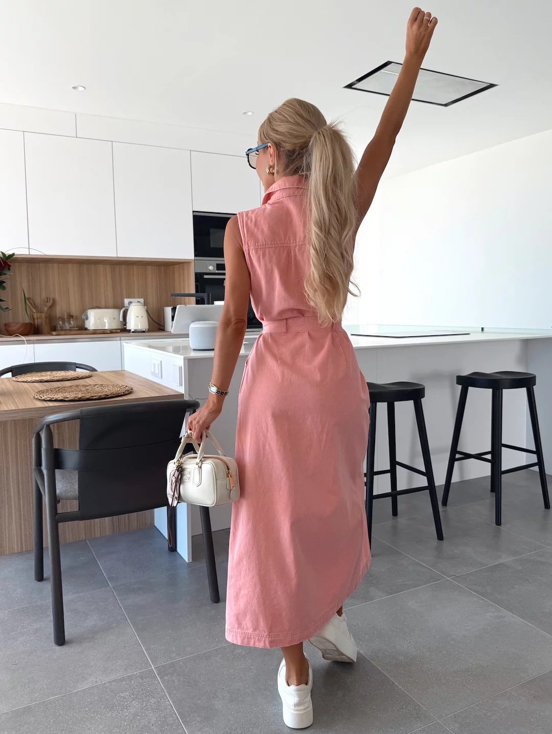 Sleeveless long lace-up denim dress(FREE SHIPPING)