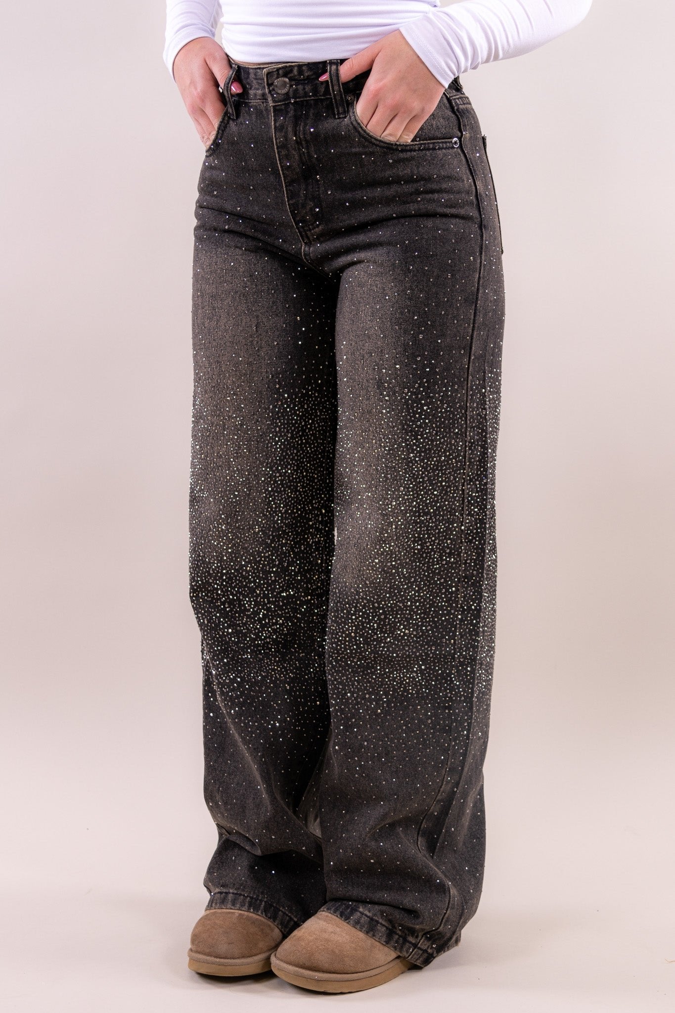 Glitter wide leg jeans