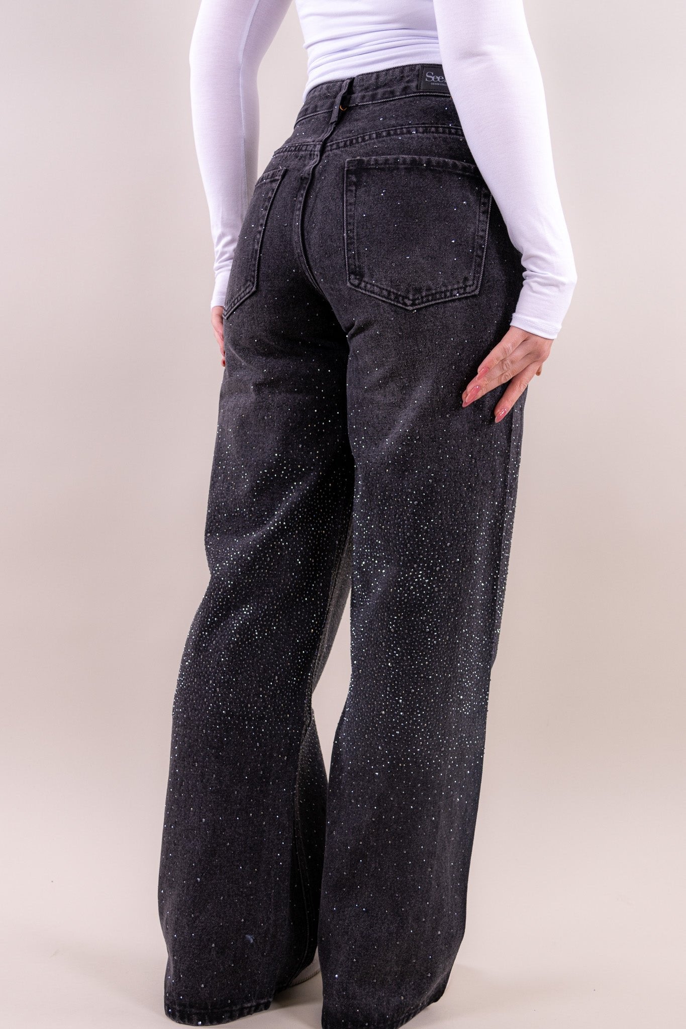 Glitter wide leg jeans