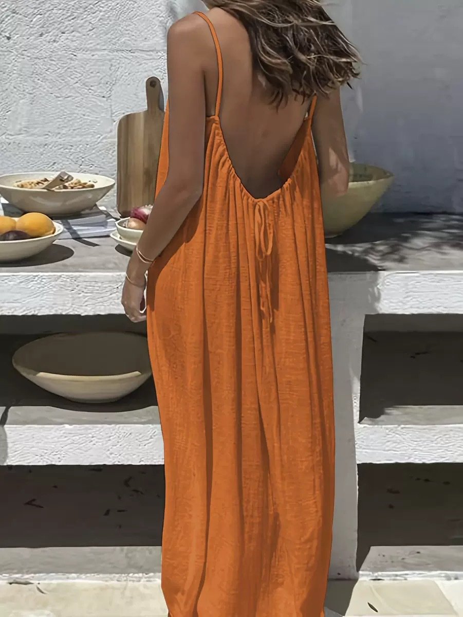 ✨ Feel Irresistible Together — Elegant Backless Cami Dress for Romantic Moments