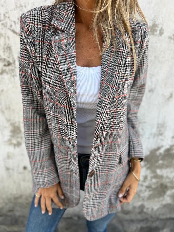 ð¥Fall Lapel Collar Slim Button Plaid Small Suit For Women