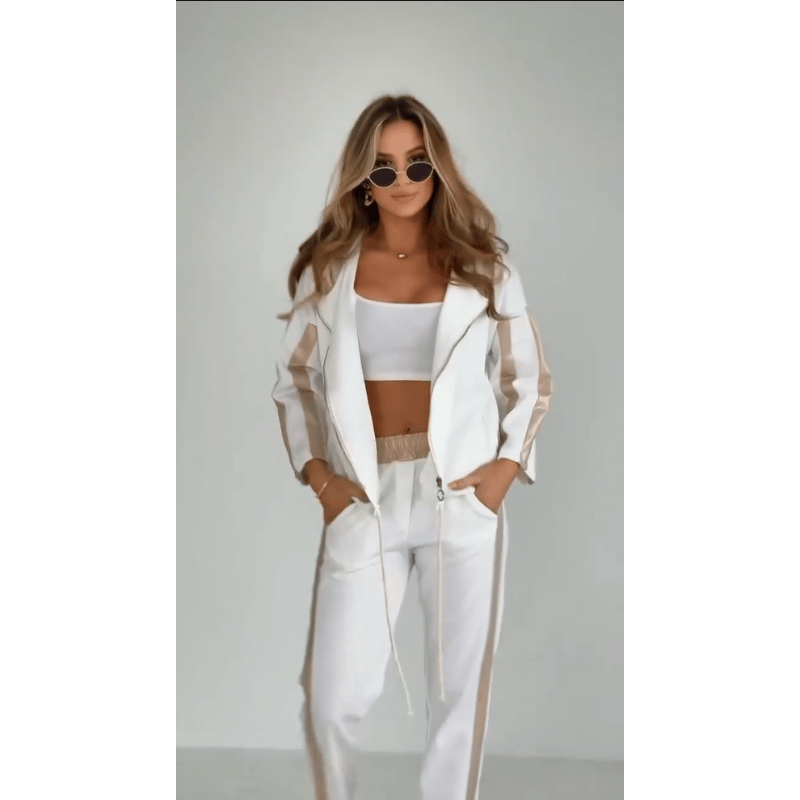 Women's leisure suit with striped hood and drawstring 🌺 Buy 2 and get free shipping