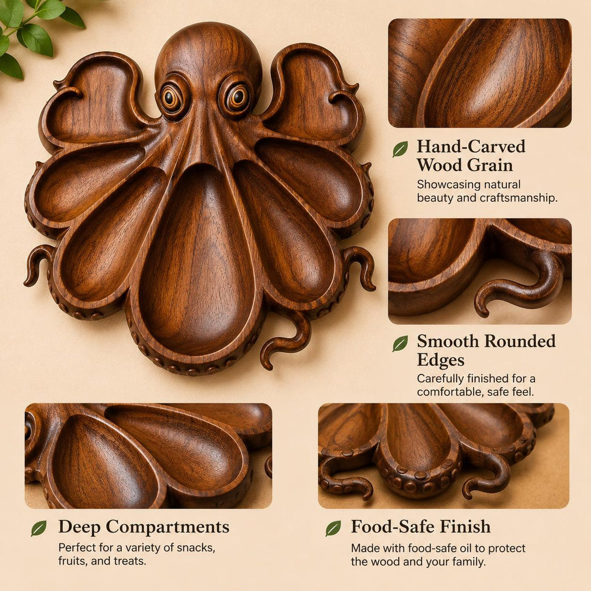 🍒Animal-shaped wooden divider platter