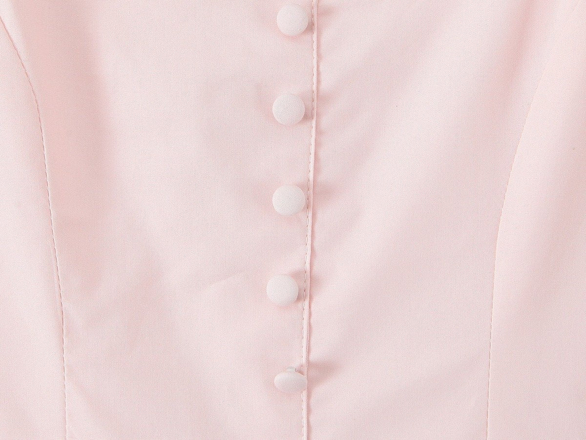 Pink Stretch Cotton Mini Dress with Tulle Lining & Bow Straps