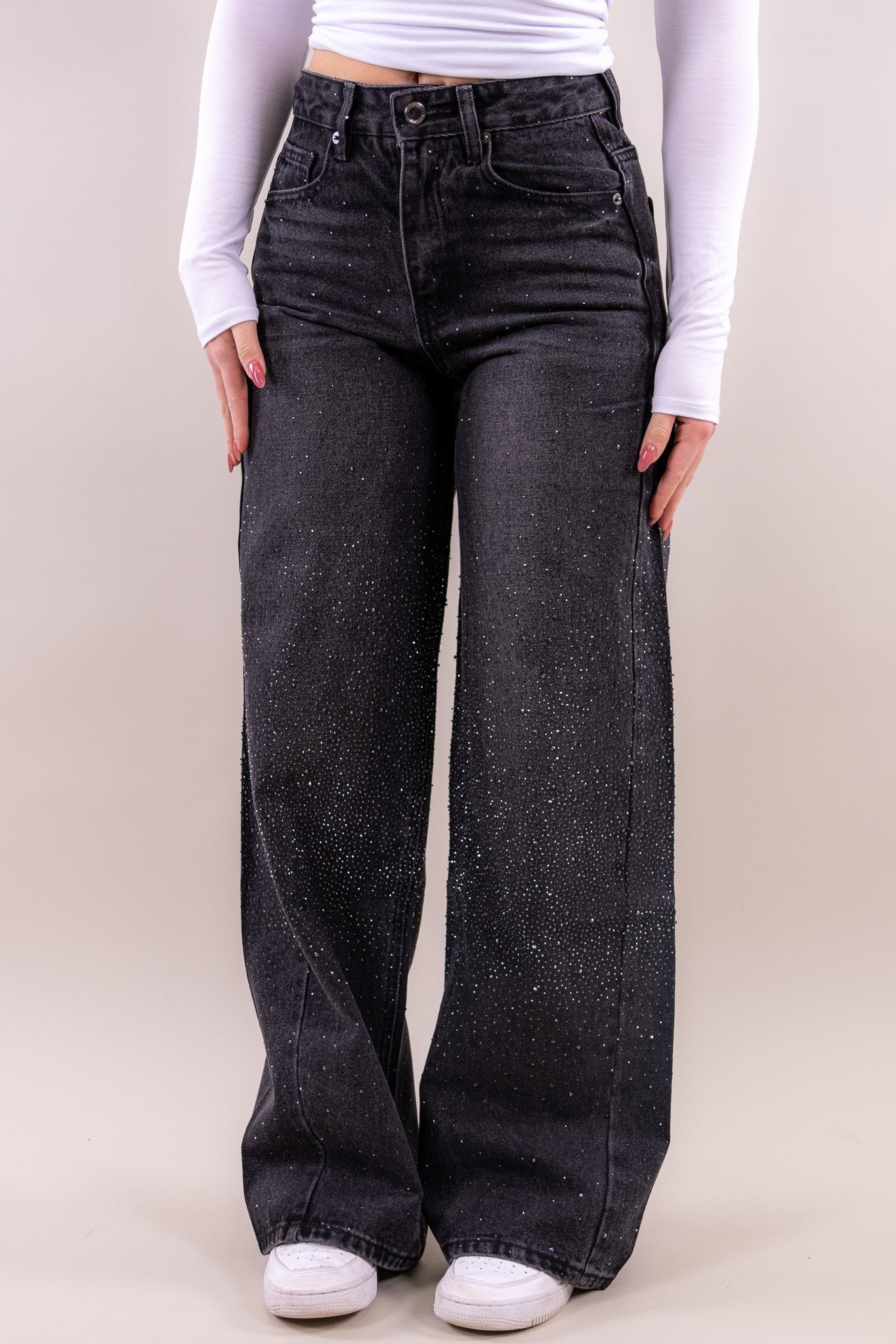 Glitter wide leg jeans