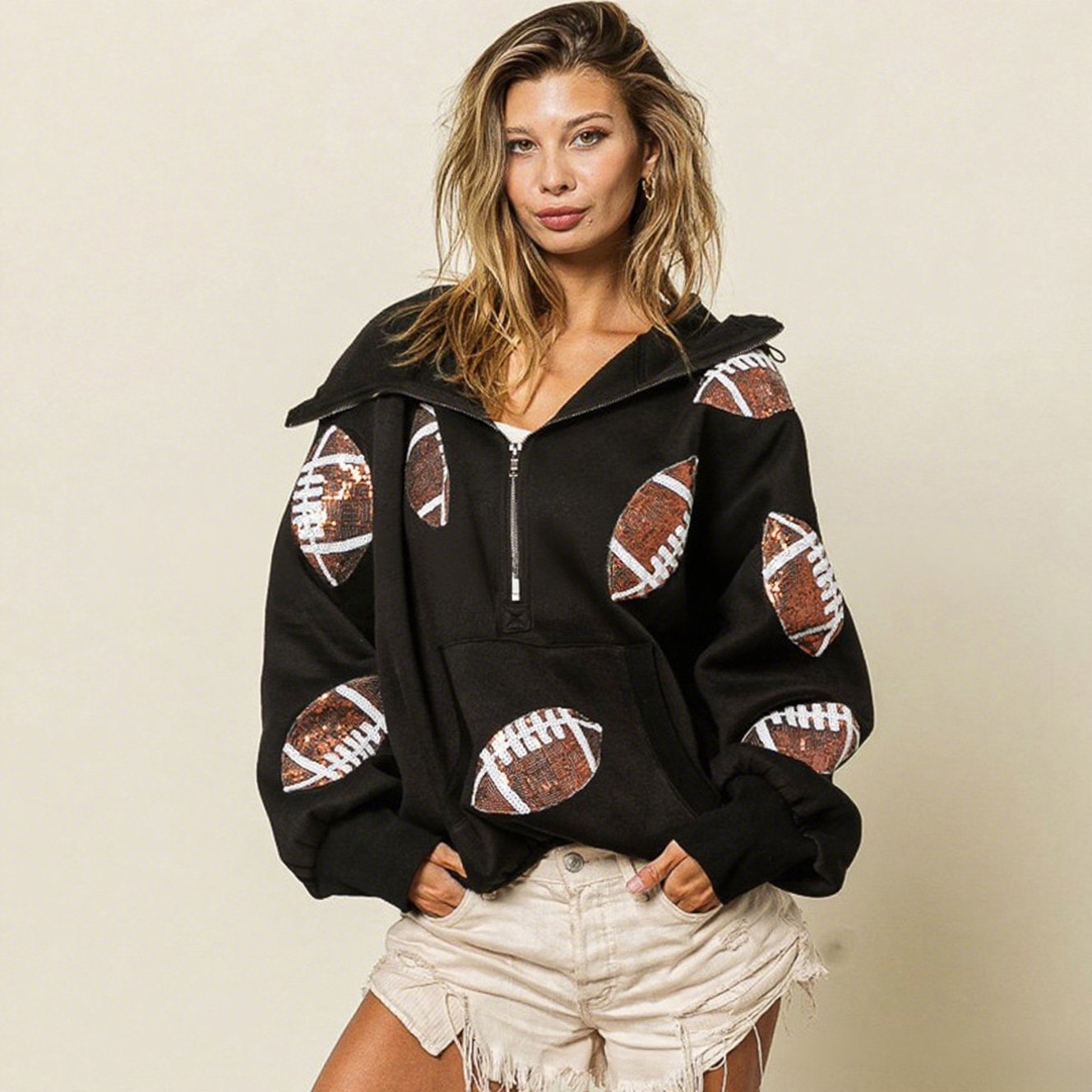đ„âGlam Kickoffâ Long Sleeve Zip Hoodie