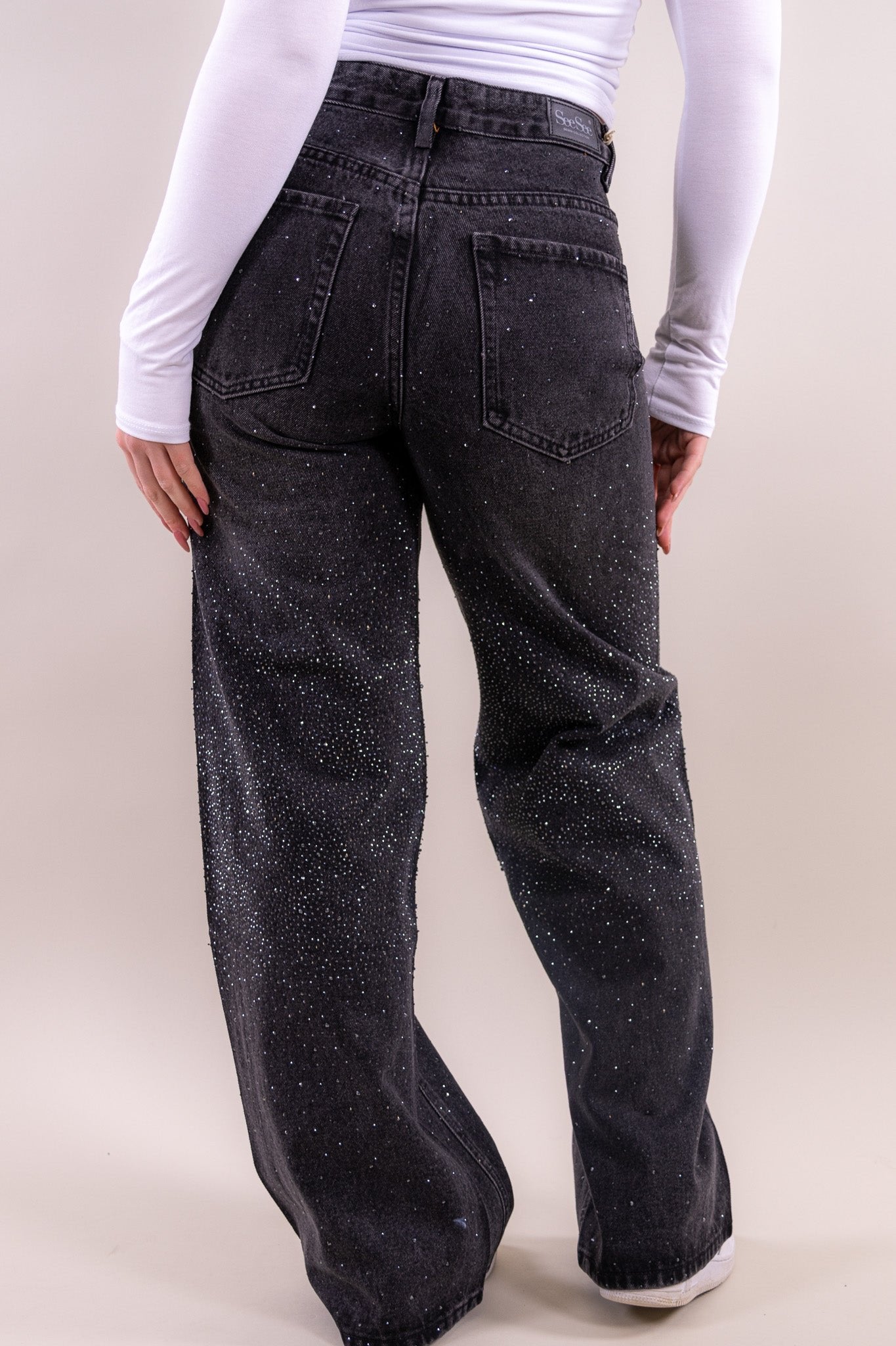 Glitter wide leg jeans