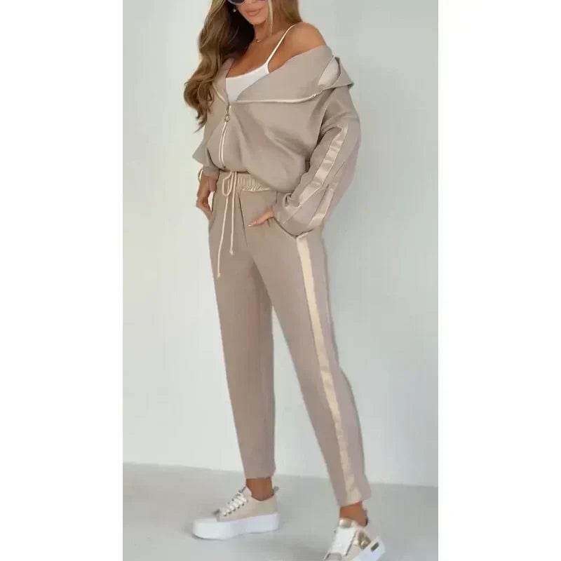Women's leisure suit with striped hood and drawstring 🌺 Buy 2 and get free shipping