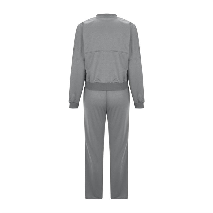 Women's Long Sleeve Zip Coat Drawstring Sweatpants 2-Piece Sets