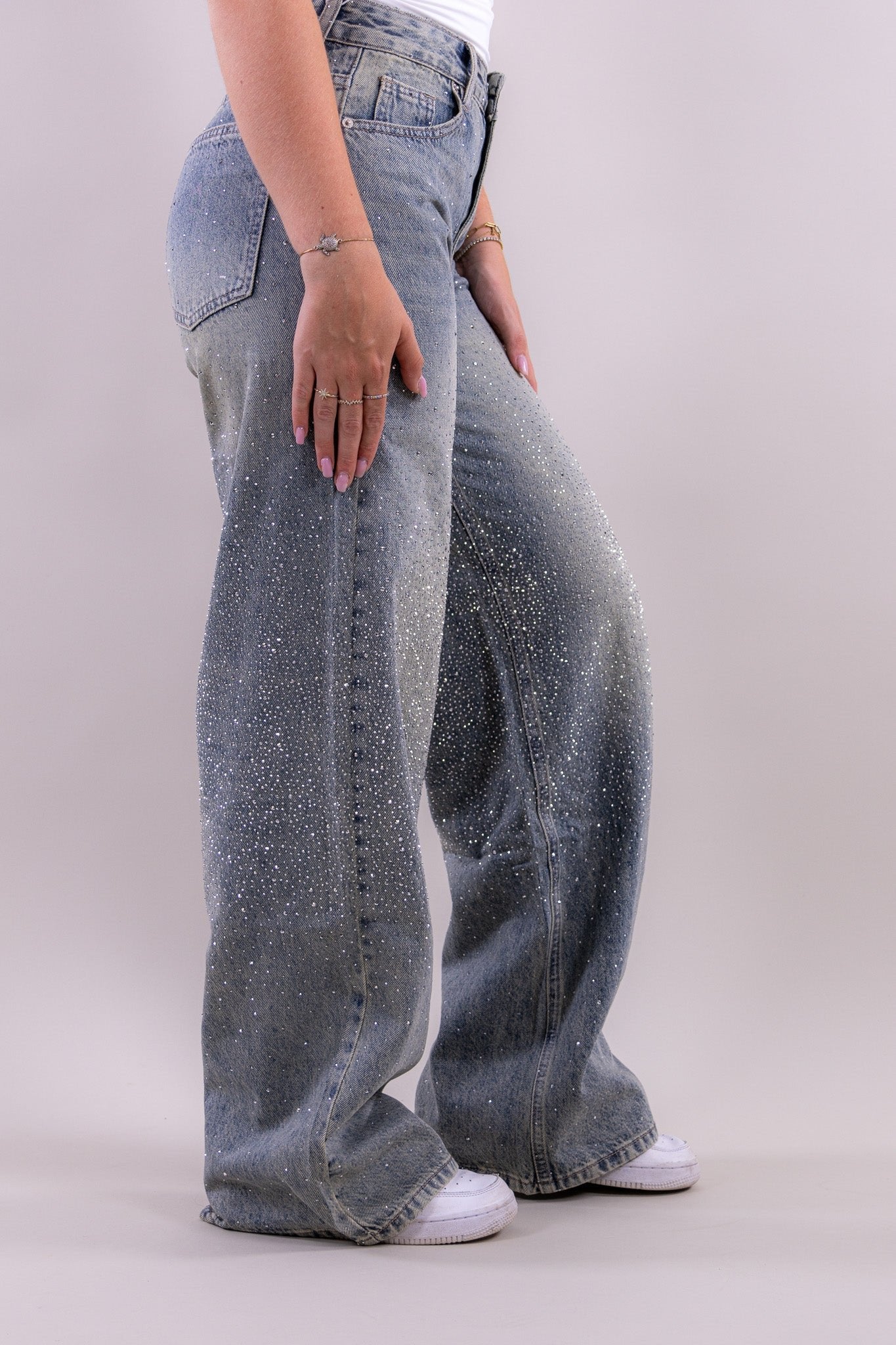Glitter wide leg jeans