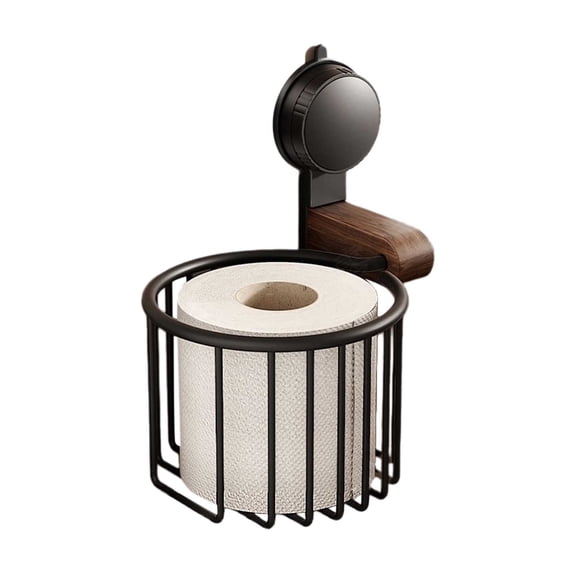 Suction-Cup Walnut-Finish Paper Towel Holder – Vintage-Style Kitchen & Bathroom Organizer
