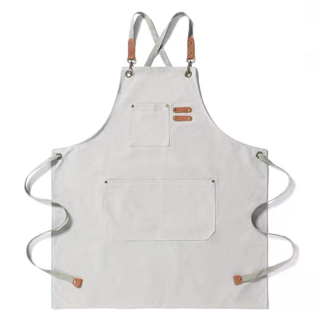 Cotton Canvas Cross Back Chef Apron (Adjustable, Large Pockets)