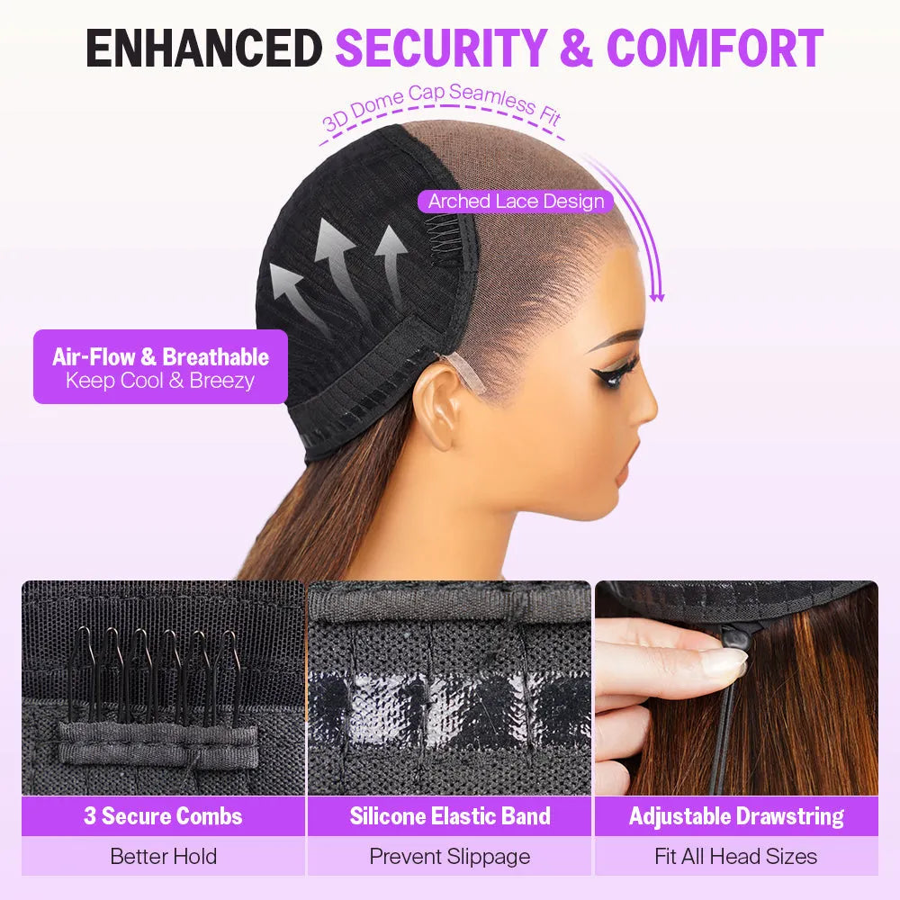 Chocolate Brown Glueless Wigs Bohemian Curl with Drawstring 100% Human Hair Wig