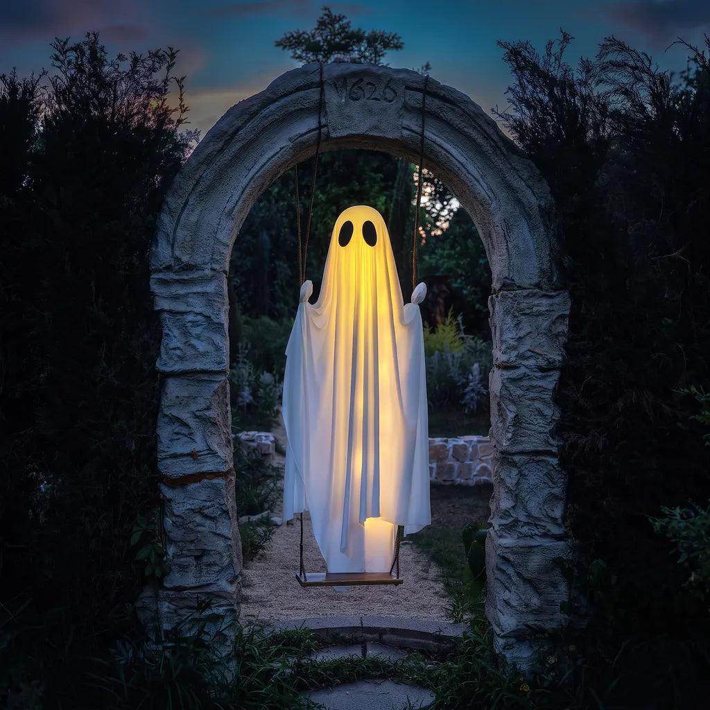 👻 Hanging Ghost Swing Decoration with String Lights🎃