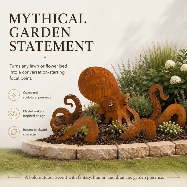 🐙 Hot Sale 🐙Outdoor Octopus Garden Sculpture with a Rusted Finish