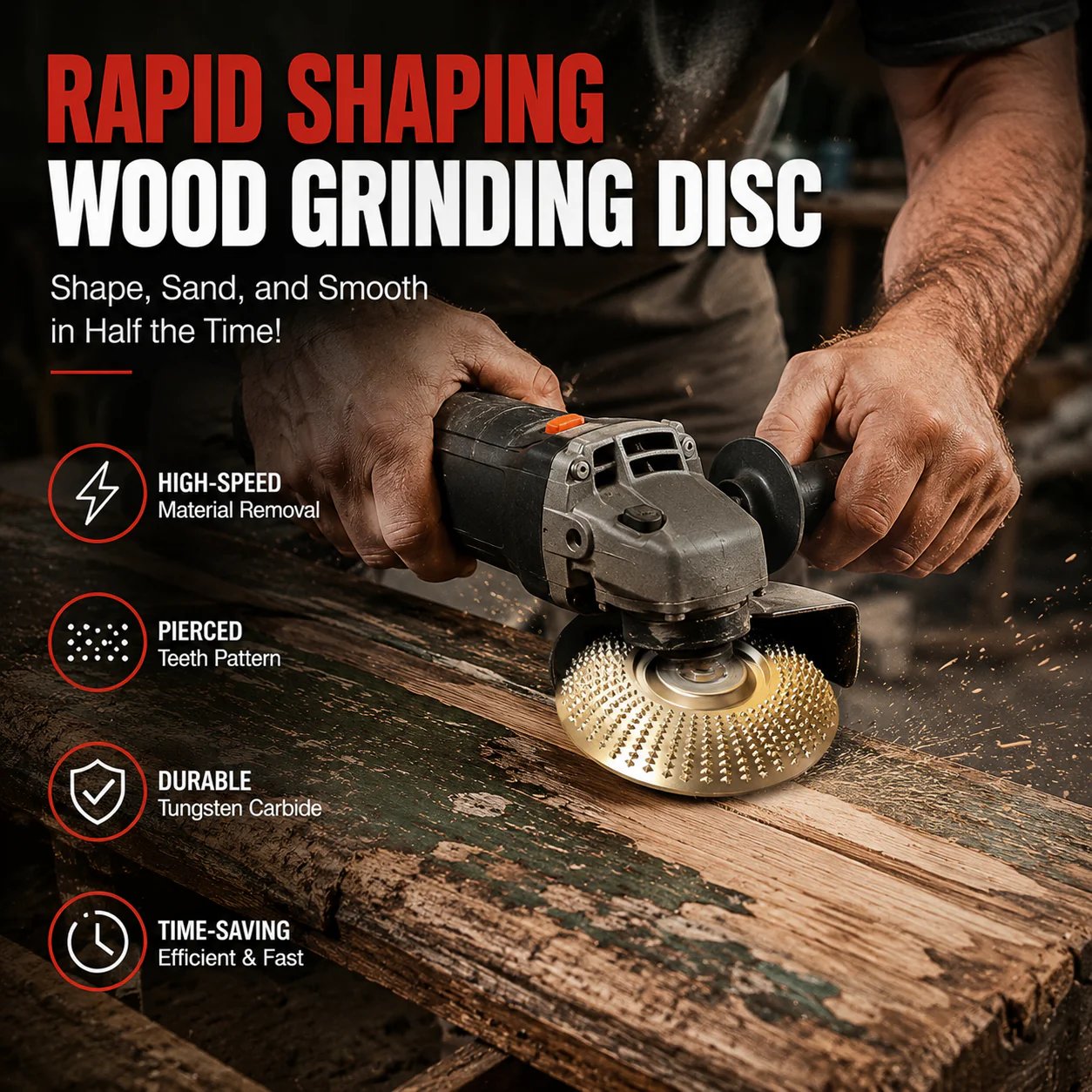 Wood carving and grinding wheel set - Shaped grinding wheels for wood cutting