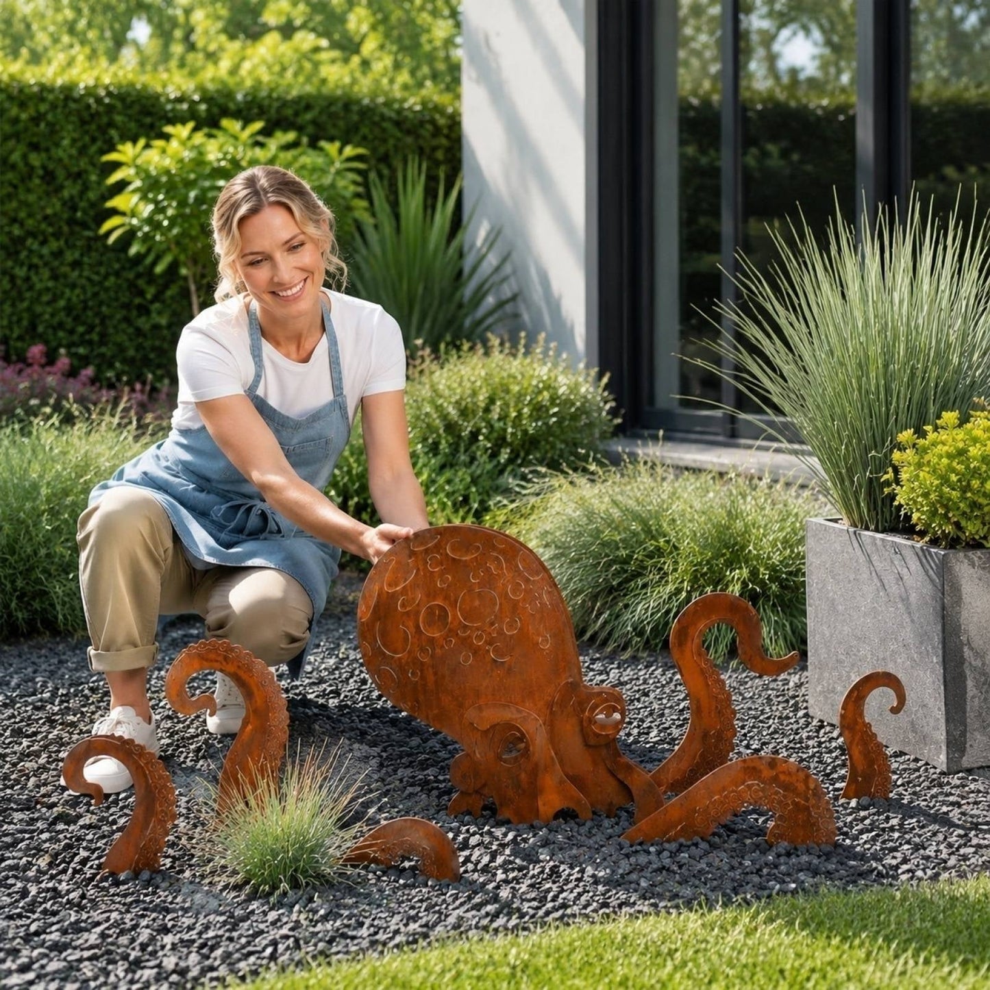 🐙 Hot Sale 🐙Outdoor Octopus Garden Sculpture with a Rusted Finish