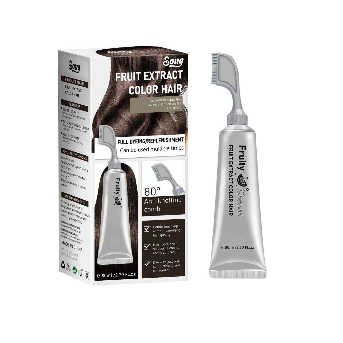 🍋Instant blackening hair dye comb—covers gray hair immediately