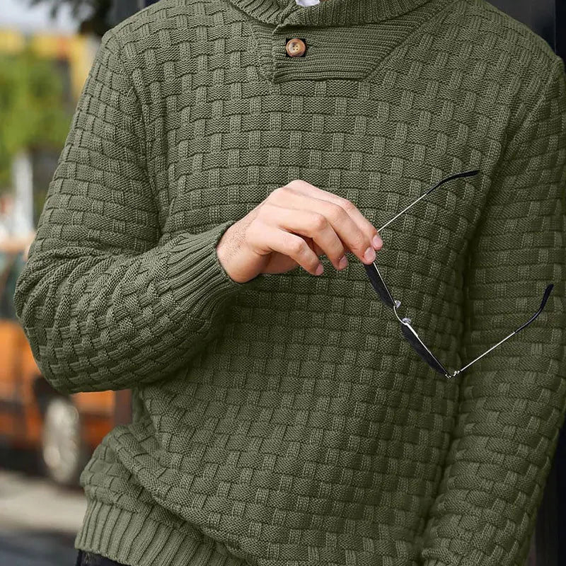 💜Men's sweater with structured stand-up collar