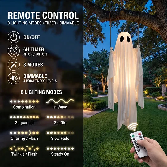 👻 Hanging Ghost Swing Decoration with String Lights🎃