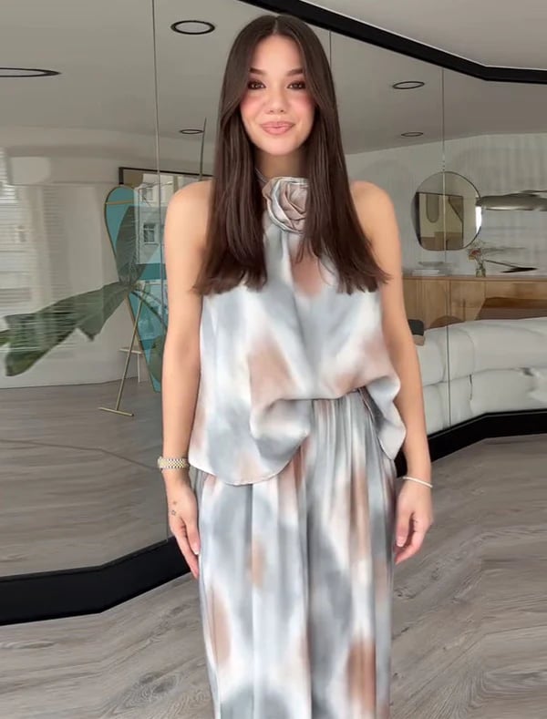 Vacation Style Casual Sleeveless Shirt and Pants Set