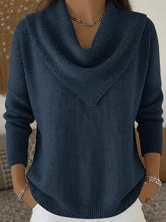 🧥Triangle Neck Solid Color Long Sleeve Tops Casual Sweaters for Women