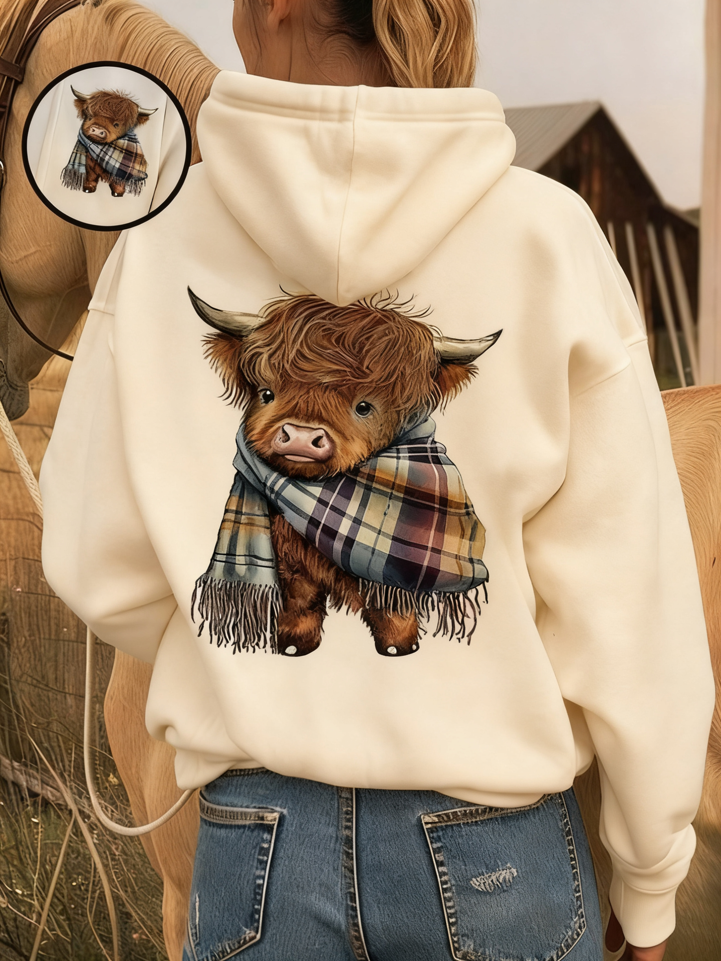 Cute Highland Cow Cozy Fleece-Lined Hooded Sweatshirt Perfect Gift for Her!