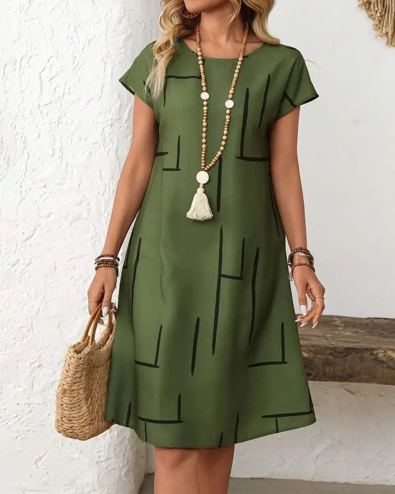 📣📣Hot Item: Crew Neck Short-Sleeve Dress