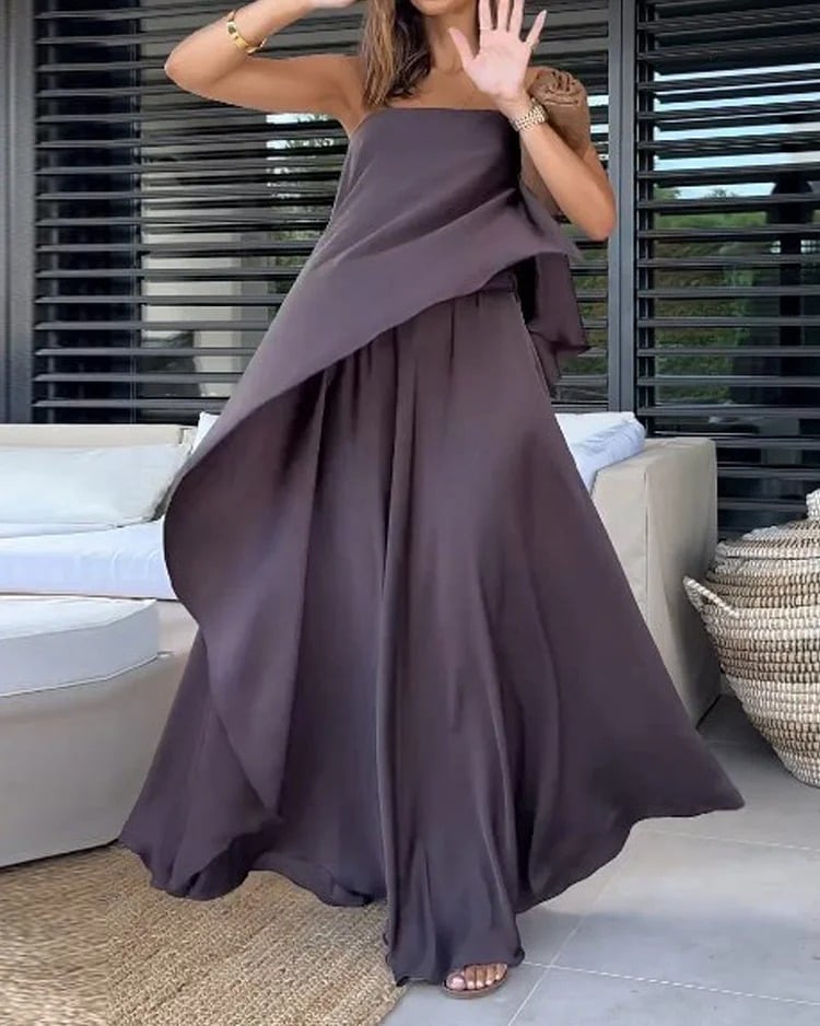 Elegant Sleeveless Tube Top Skirt Two Piece Set