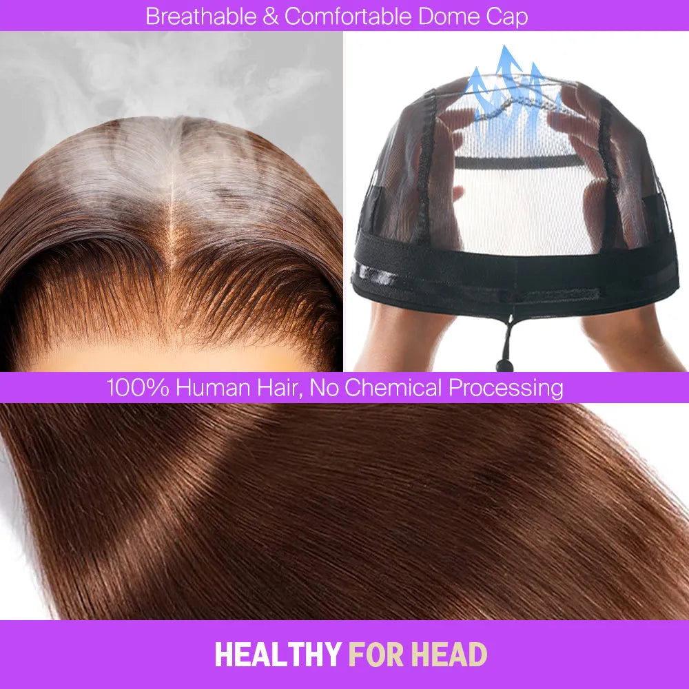 Chocolate Brown Glueless Wigs Bohemian Curl with Drawstring 100% Human Hair Wig