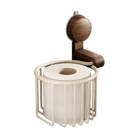 Suction-Cup Walnut-Finish Paper Towel Holder – Vintage-Style Kitchen & Bathroom Organizer