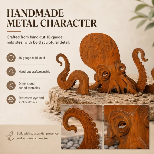 🐙 Hot Sale 🐙Outdoor Octopus Garden Sculpture with a Rusted Finish