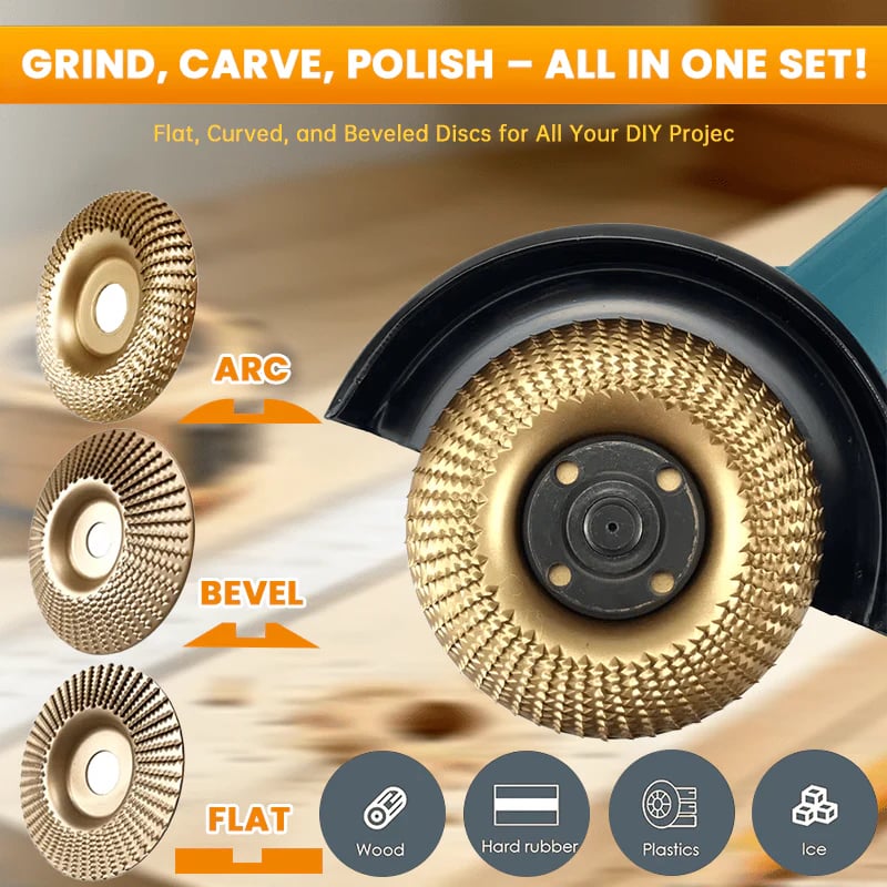 Wood carving and grinding wheel set - Shaped grinding wheels for wood cutting