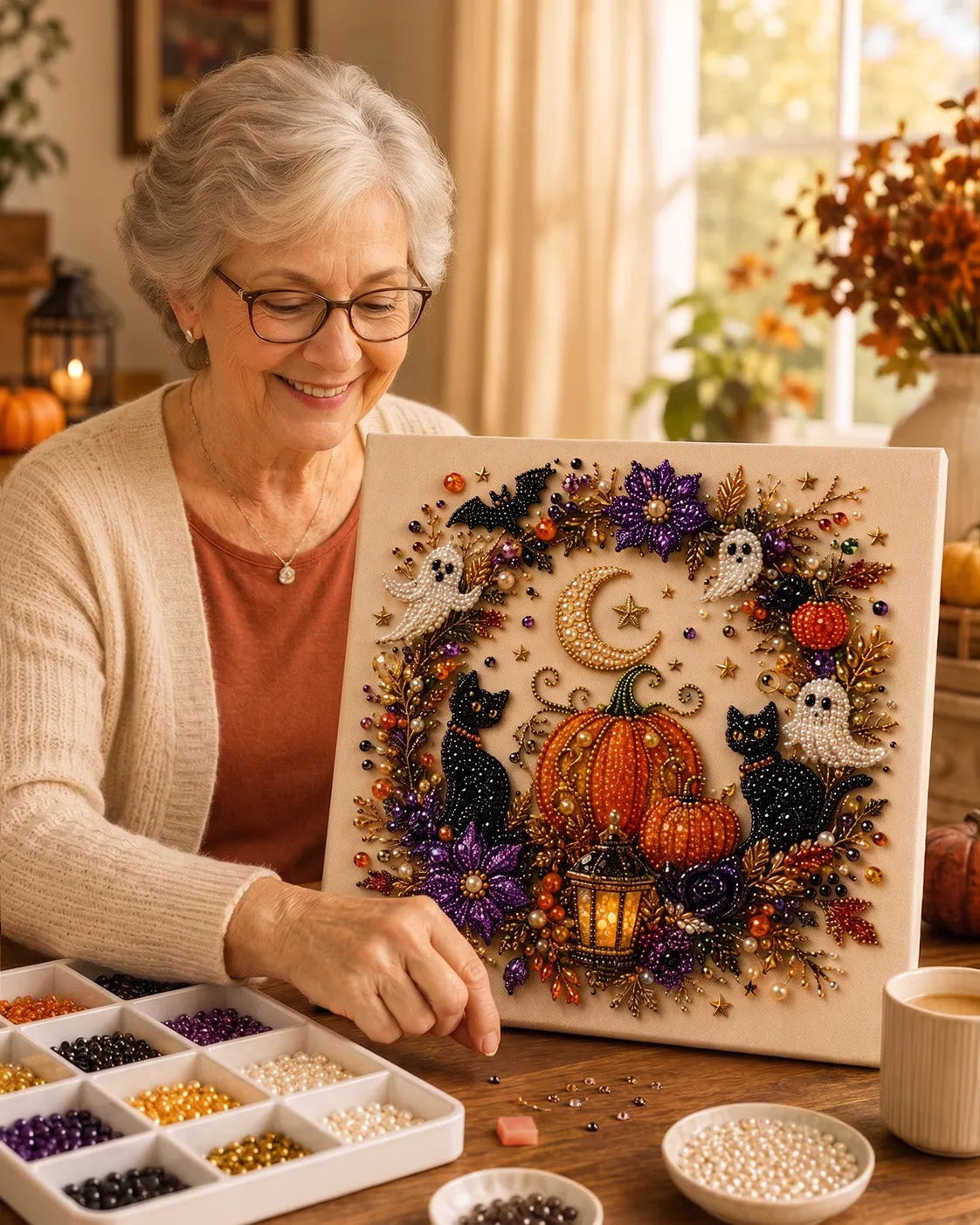 🎃👻Halloween Ghost Pearl Art DIY Kit