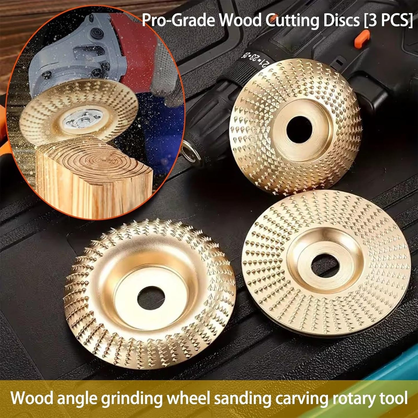 Wood carving and grinding wheel set - Shaped grinding wheels for wood cutting
