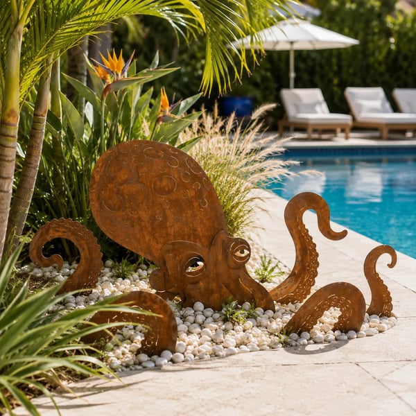 🐙 Hot Sale 🐙Outdoor Octopus Garden Sculpture with a Rusted Finish