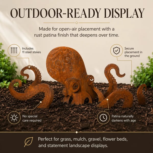 🐙 Hot Sale 🐙Outdoor Octopus Garden Sculpture with a Rusted Finish