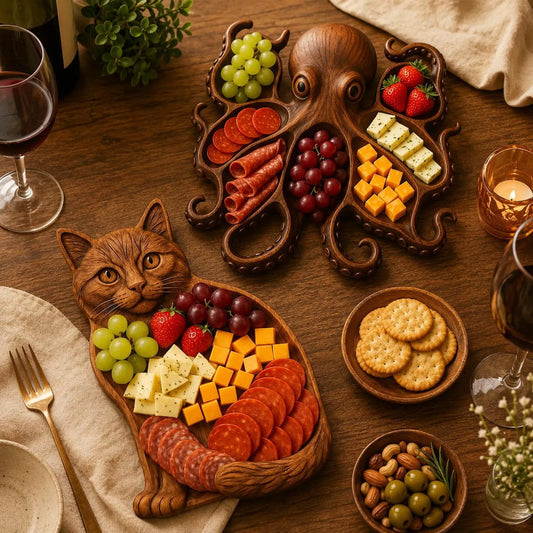 🍒Animal-shaped wooden divider platter